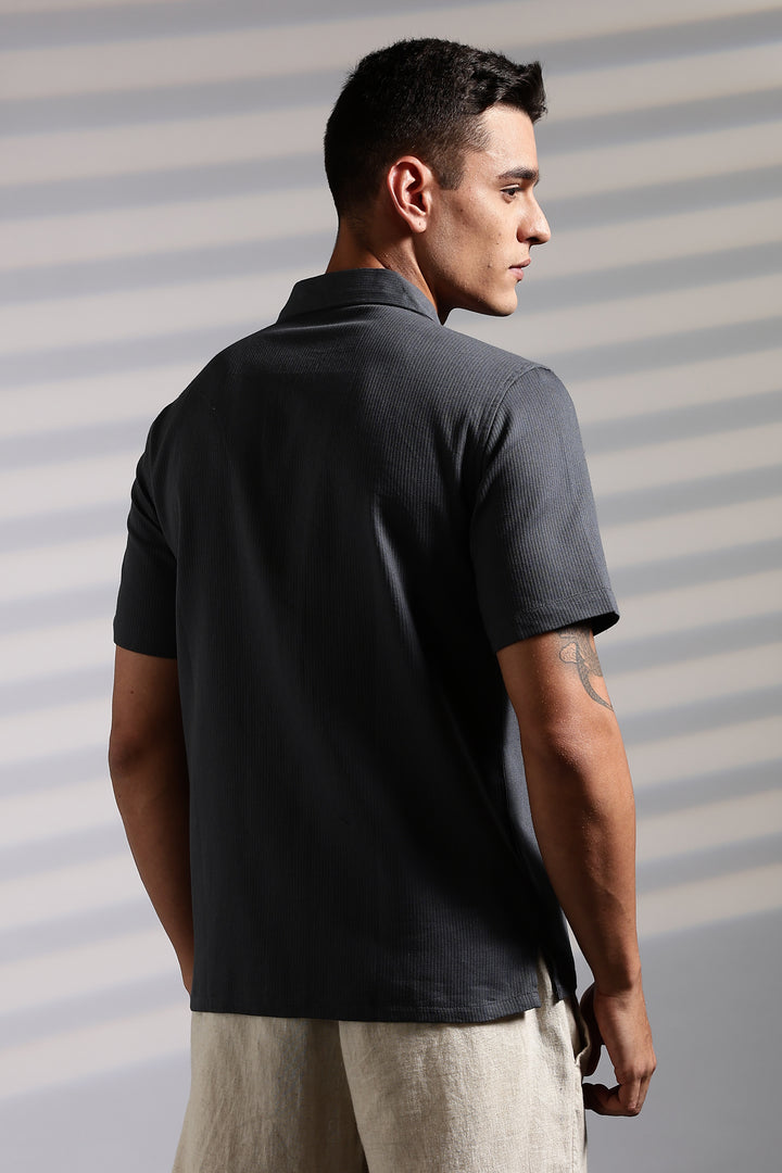 Race-Horse: Embroidery Textured Fabric Cuban Shirt