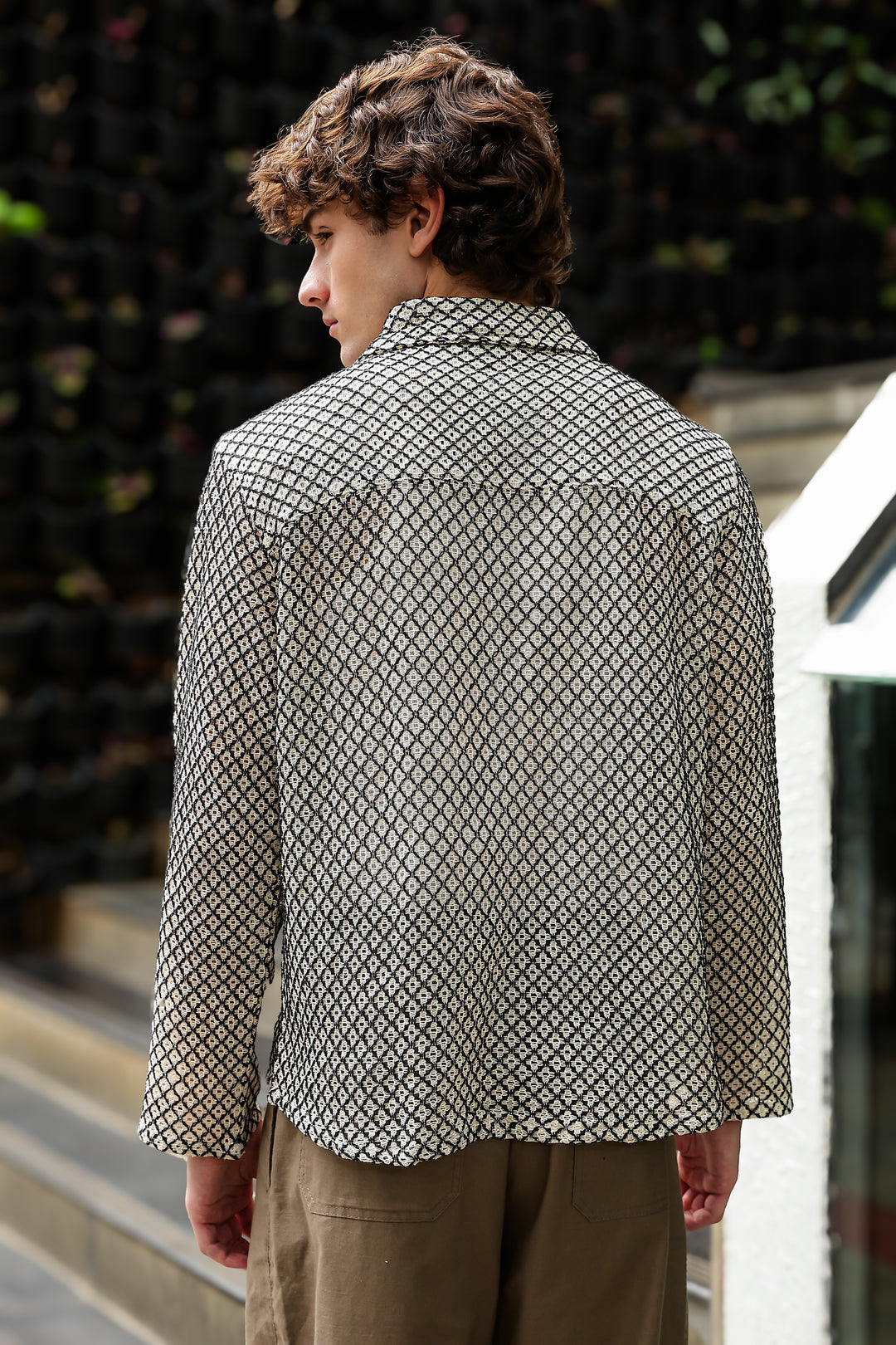 Long Sleeve: Textured Cubic Crochet Shirt