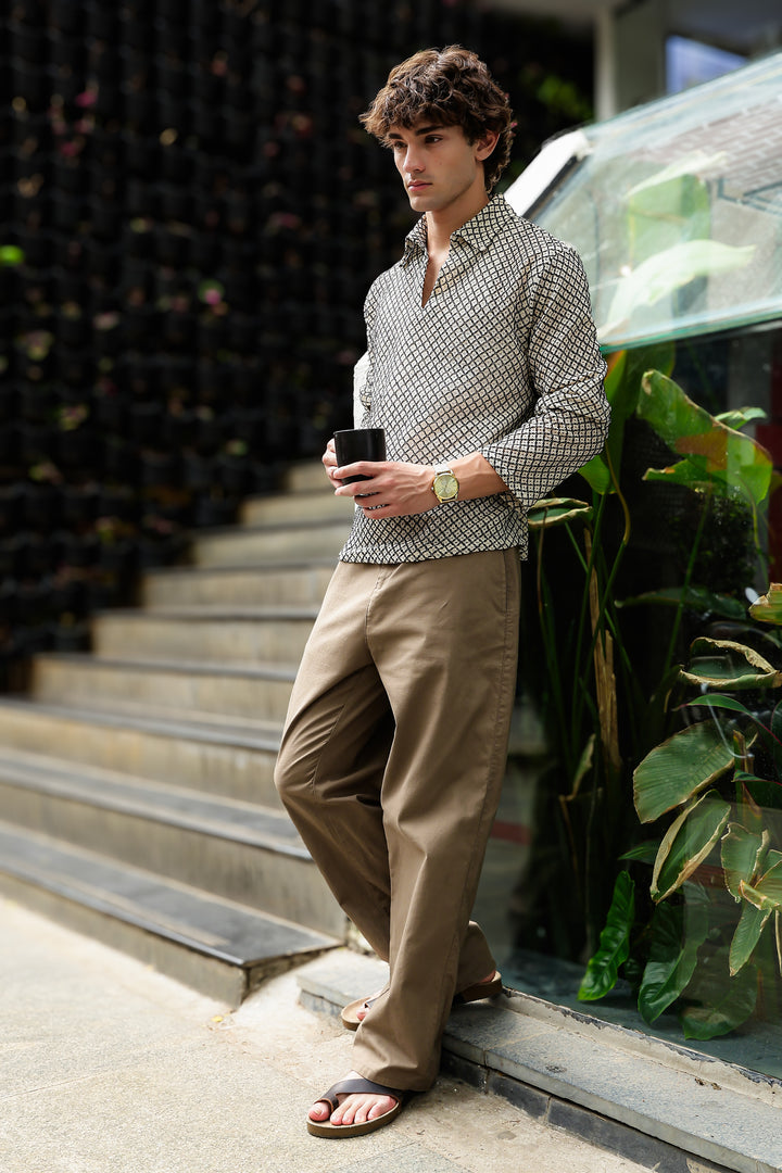 Long Sleeve: Textured Cubic Crochet Shirt