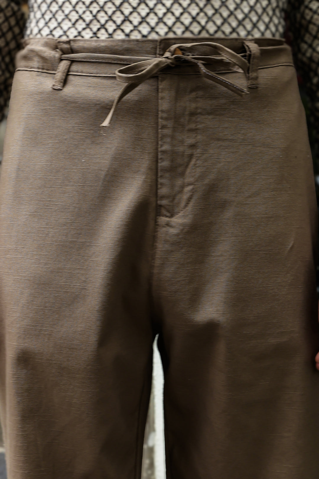 Linen : Nut-Brown Relaxed Fit Trousers