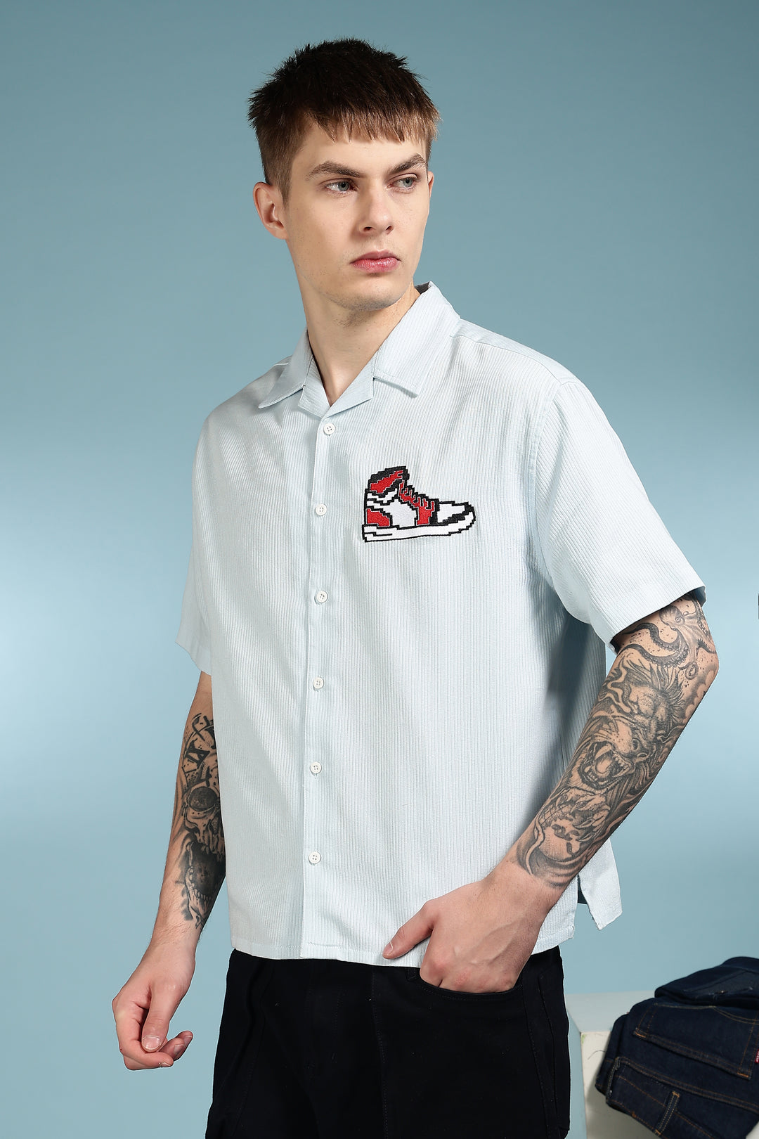 Trippy Shoes: Embroidery Boxy Fit Shirt