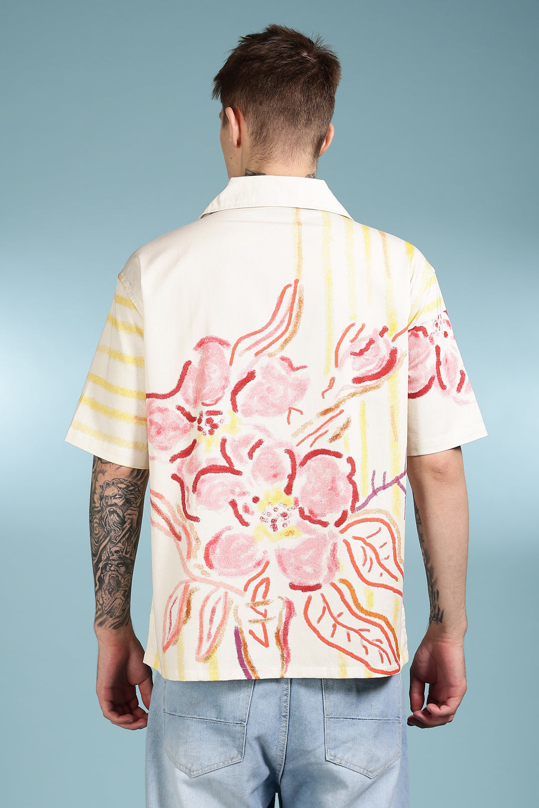 Crayon Flower Oversized Cuban Shirt