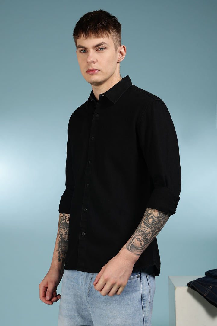 Denims: Floral black shirt
