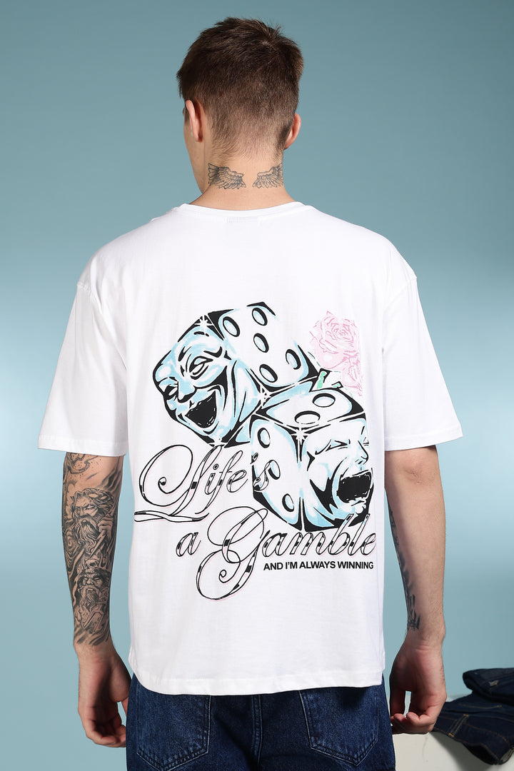 Game of Dice: White Oversized T-shirt