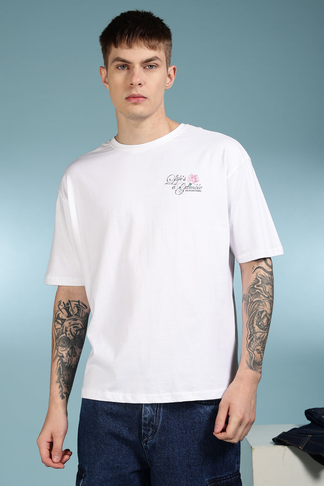 Game of Dice: White Oversized T-shirt