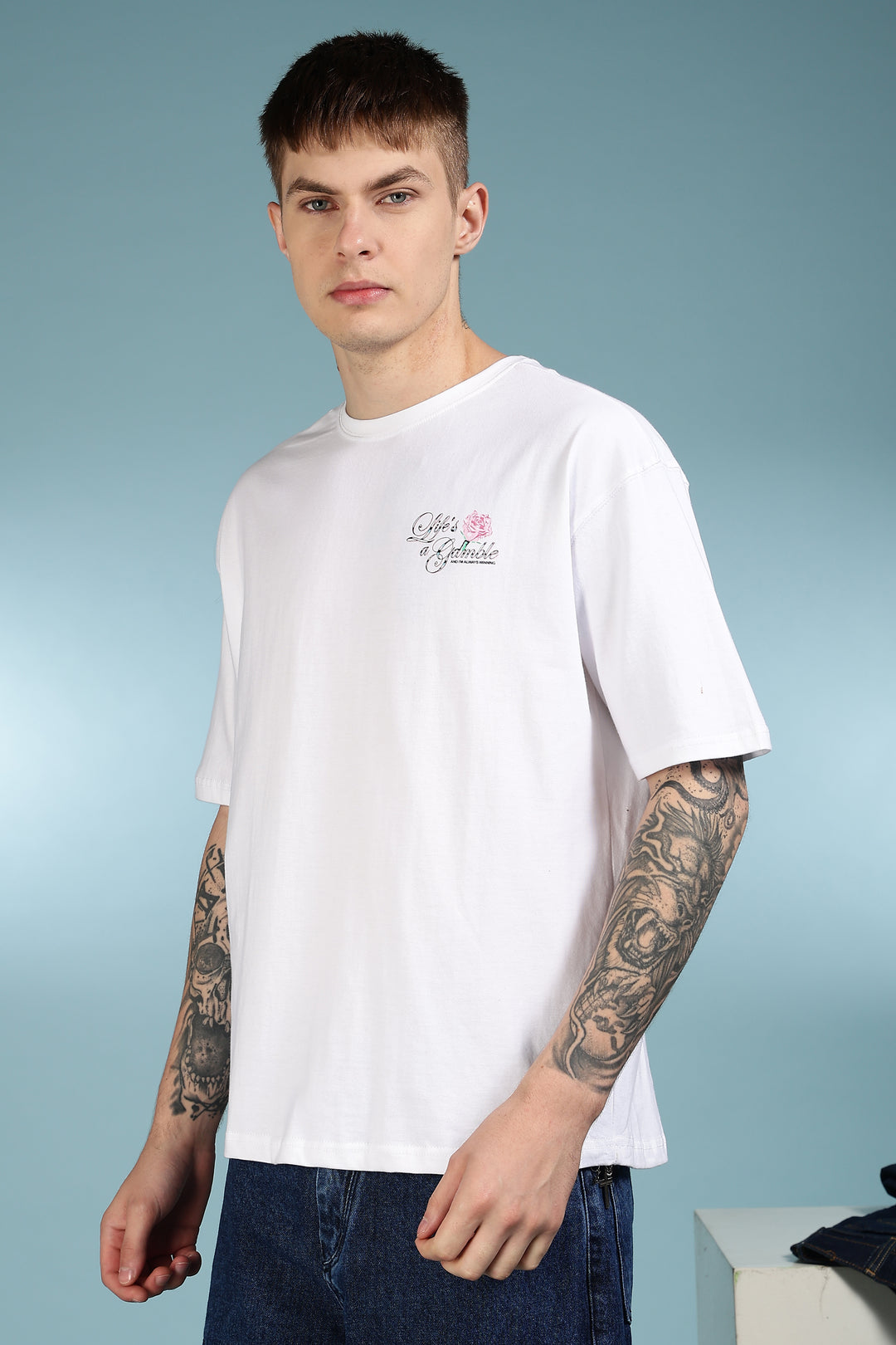 Game of Dice: White Oversized T-shirt