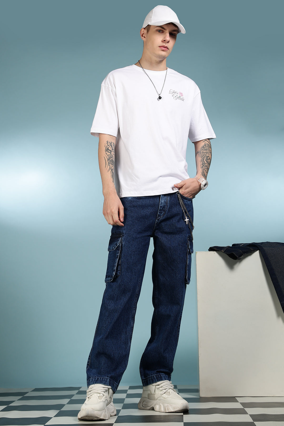 Game of Dice: White Oversized T-shirt