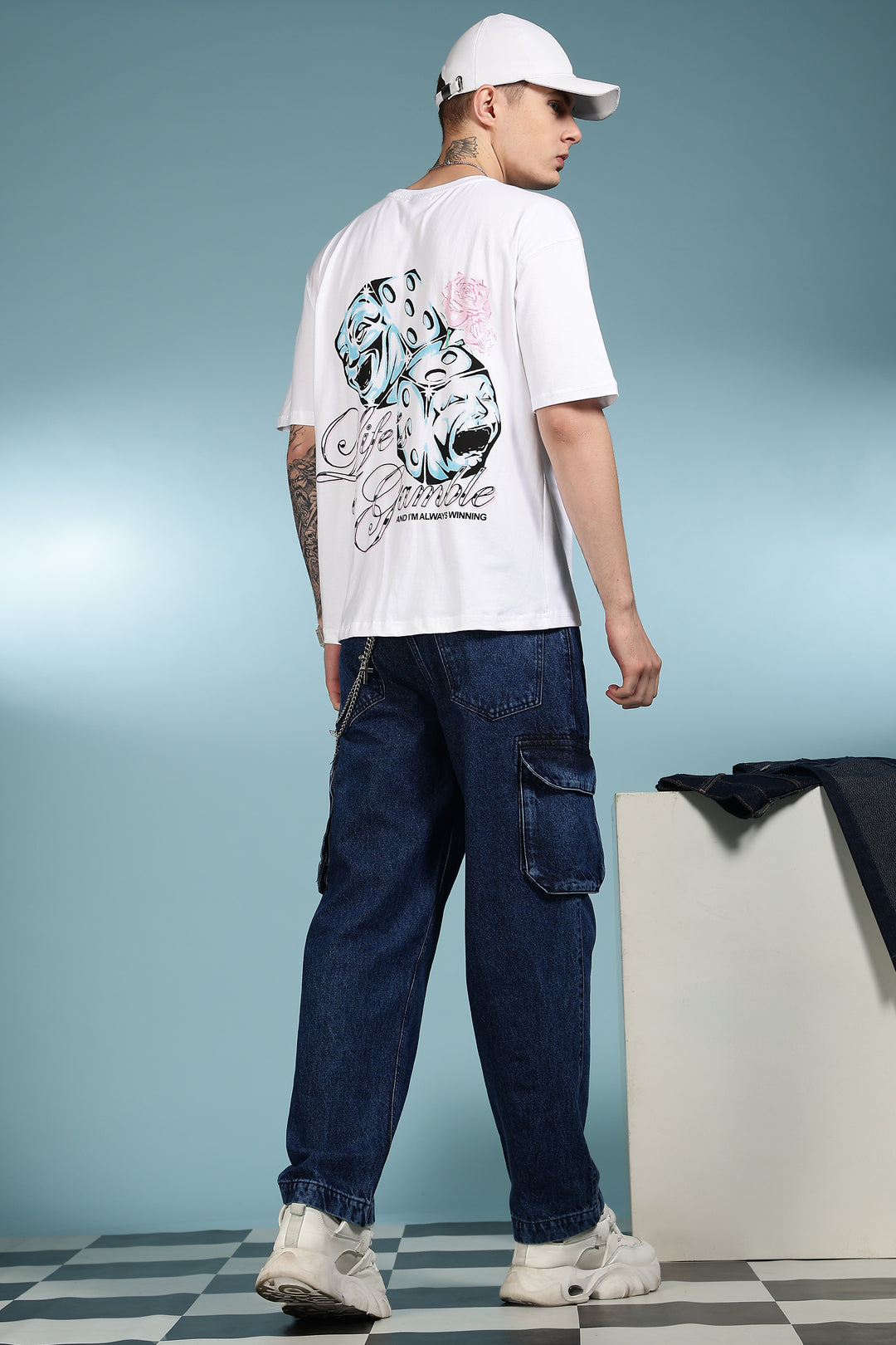 Game of Dice: White Oversized T-shirt