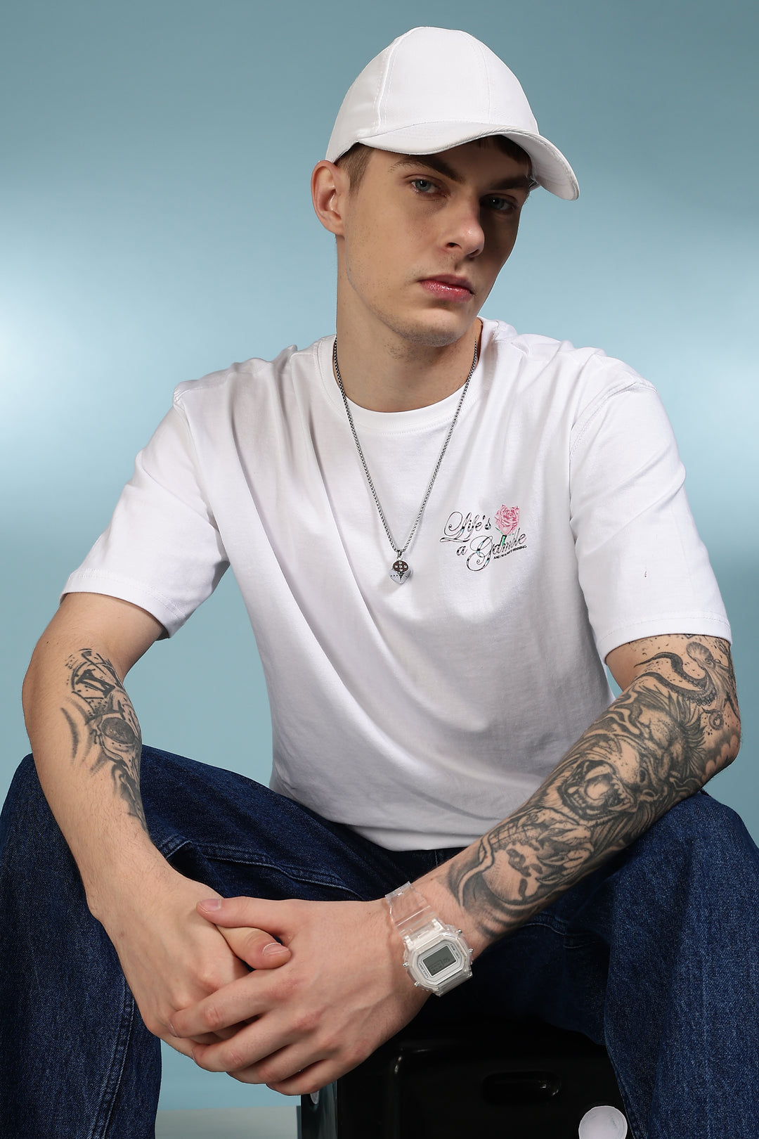 Game of Dice: White Oversized T-shirt
