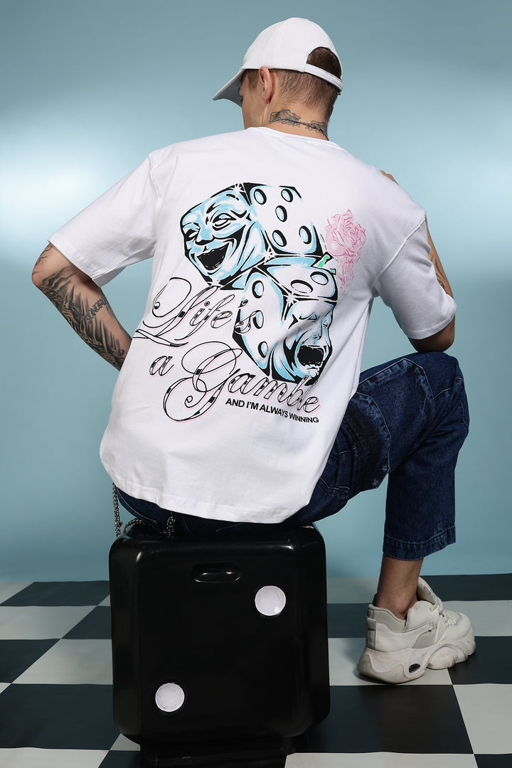 Game of Dice: White Oversized T-shirt