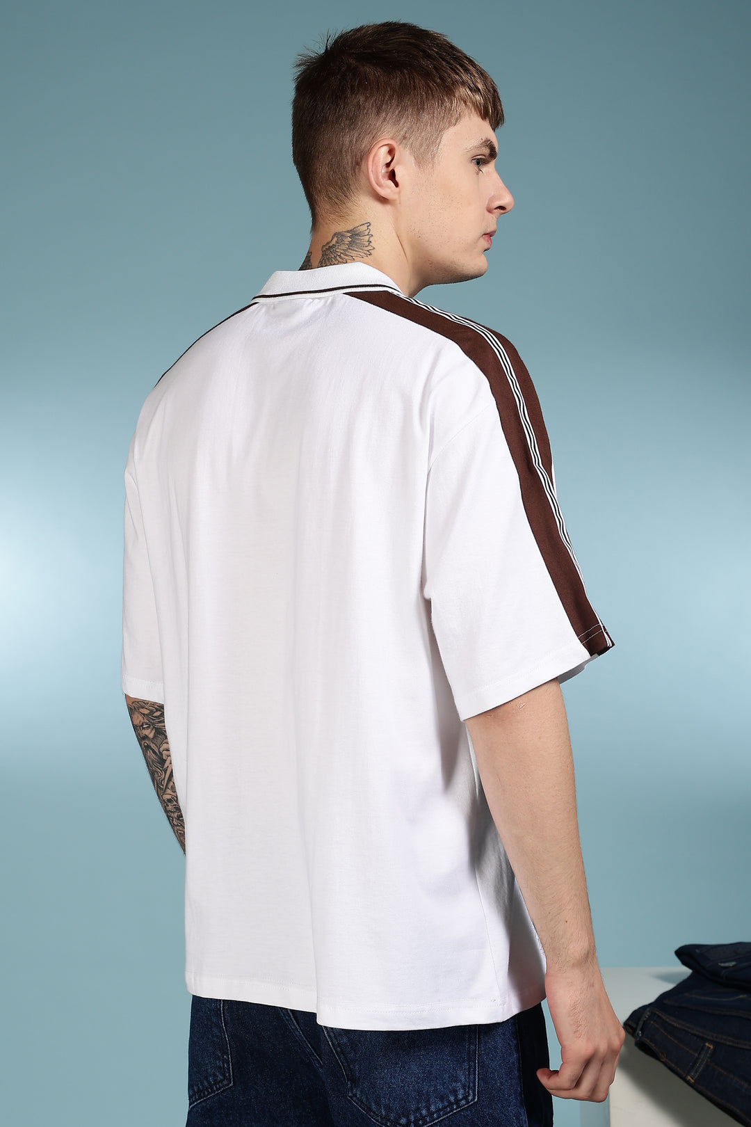 Lazy Serve Club White Oversized Polo Shirt