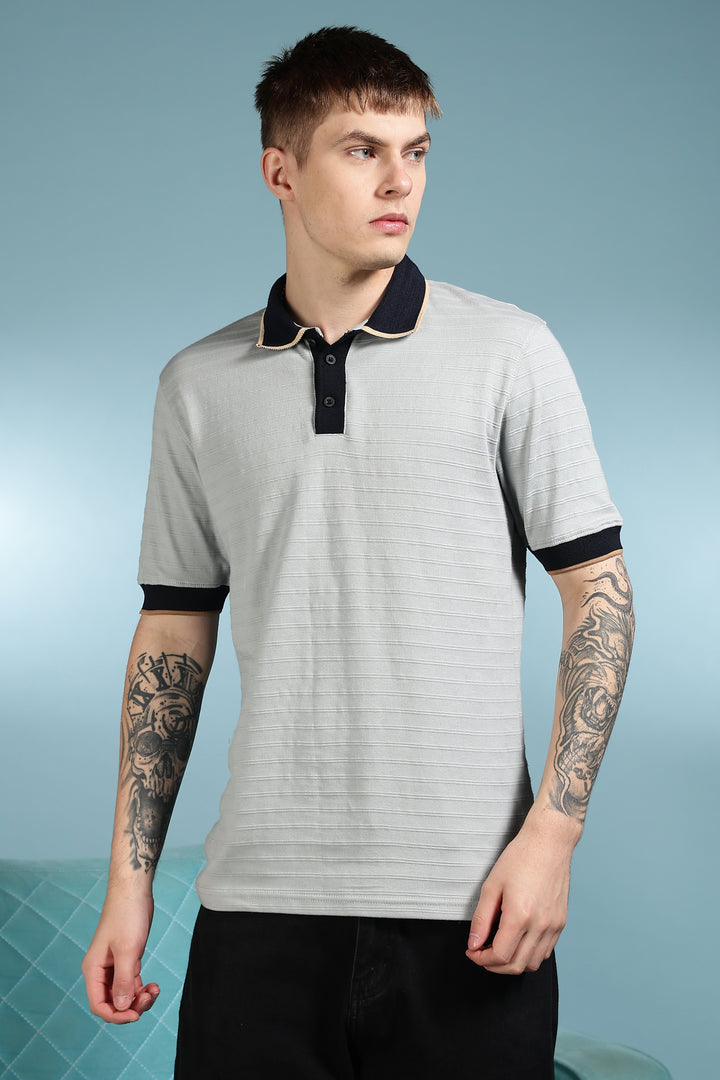 Classic: Grey Textured Polo Shirt
