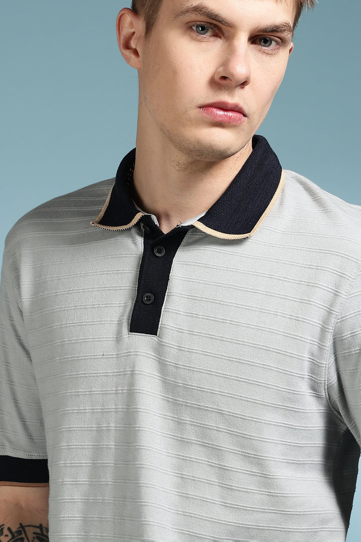 Classic: Grey Textured Polo Shirt