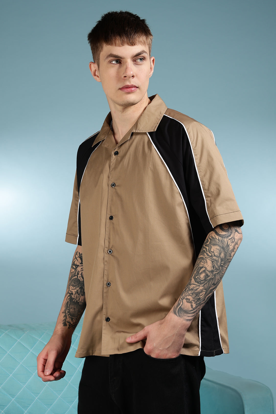 Motor-Sport : Oversized Beige Shirt