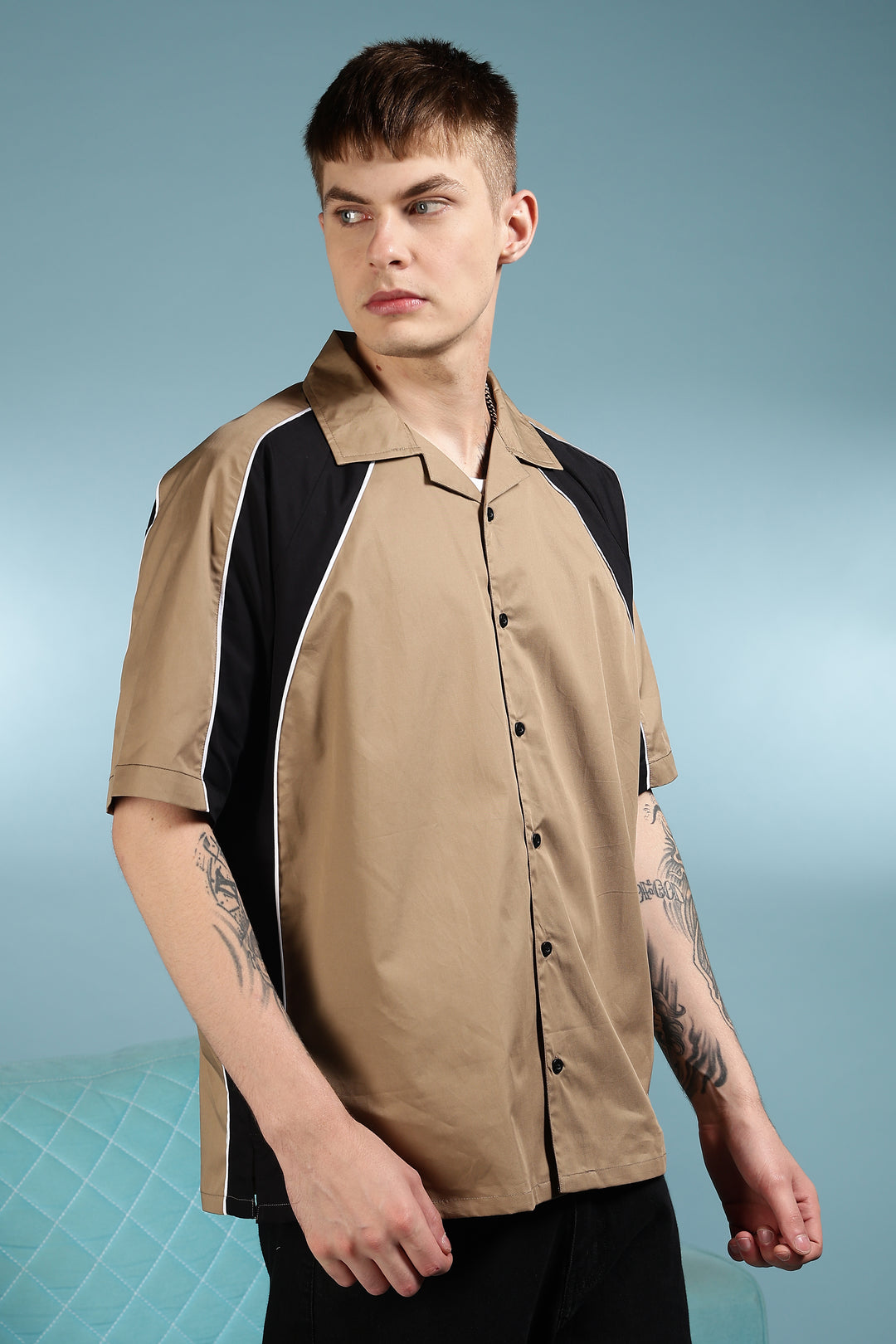 Motor-Sport : Oversized Beige Shirt