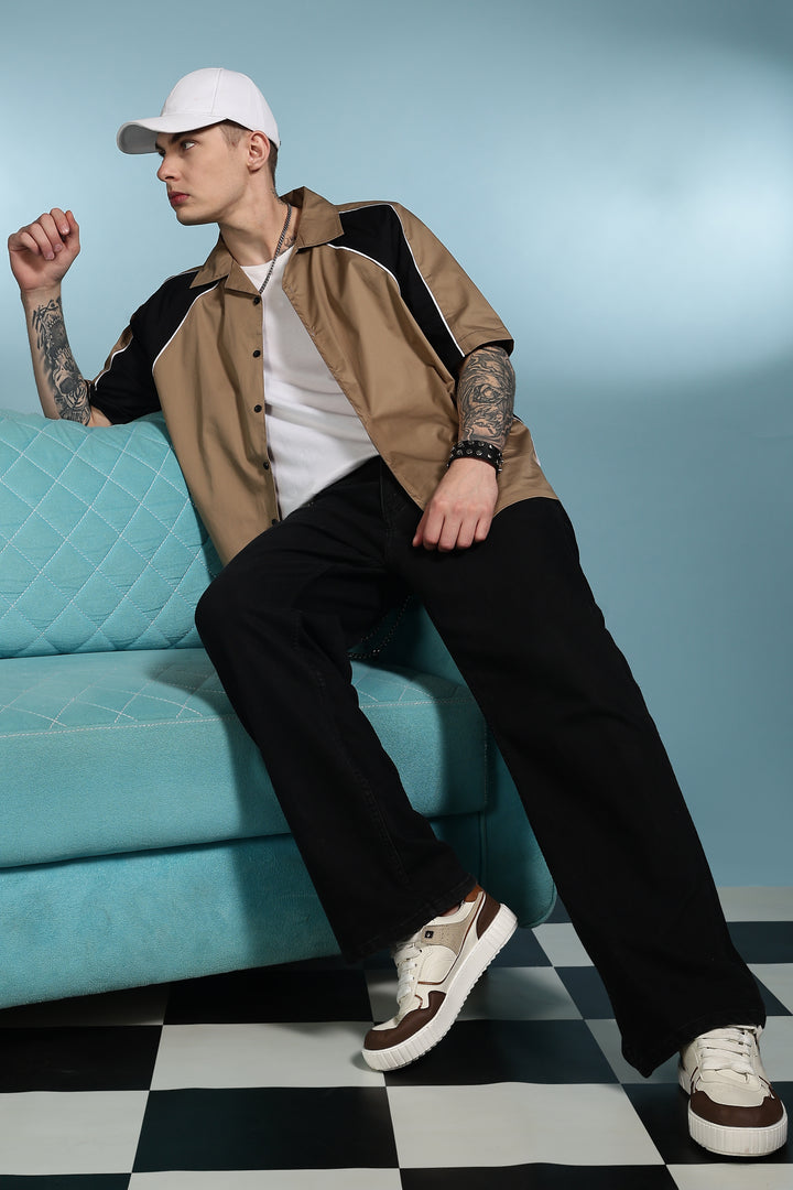 Motor-Sport : Oversized Beige Shirt