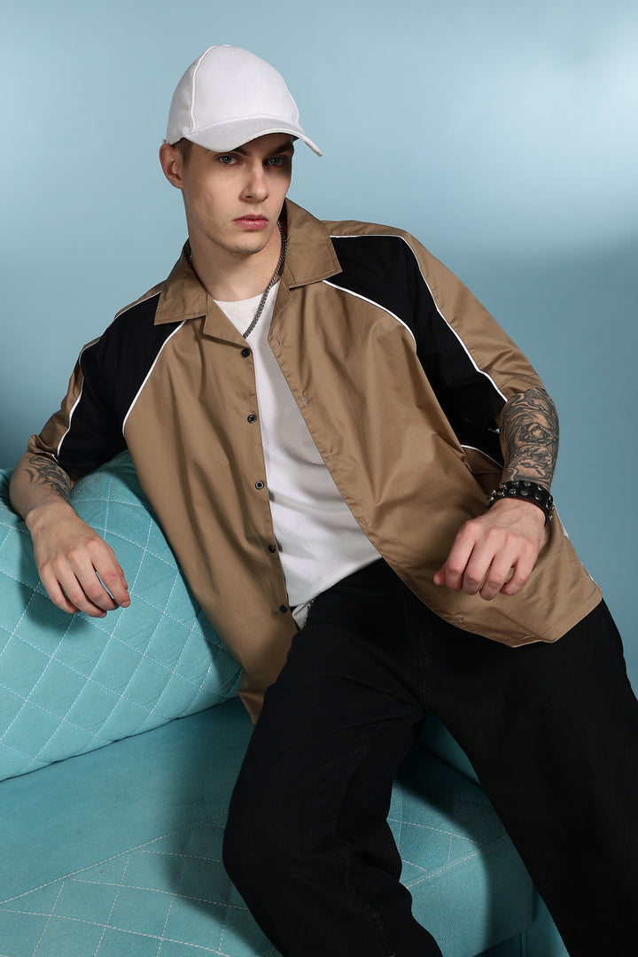 Motor-Sport : Oversized Beige Shirt