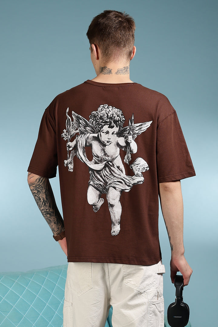 Greek Angel: Brown Oversized T-shirt