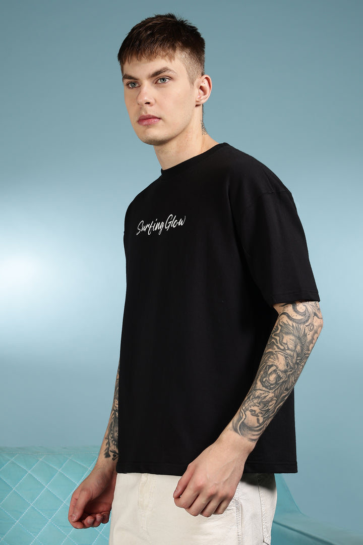 Surfing Glow: Black Oversized tshirt