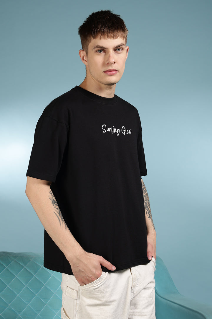 Surfing Glow: Black Oversized tshirt