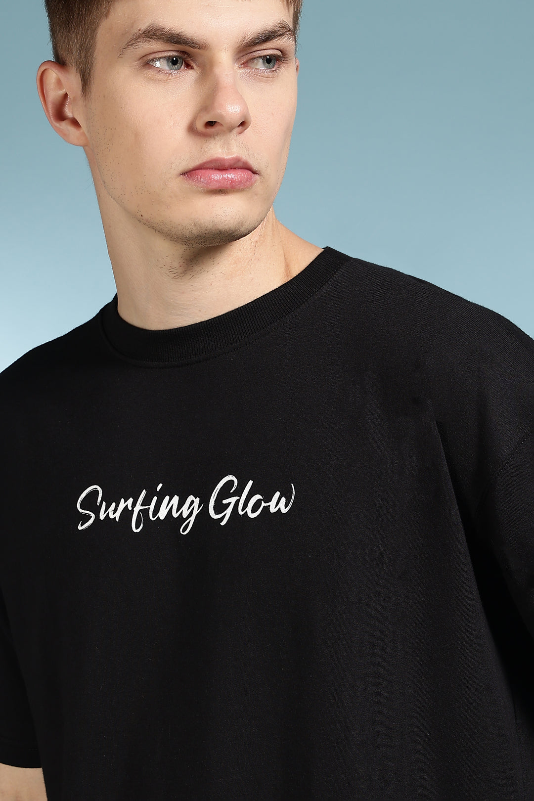 Surfing Glow: Black Oversized tshirt