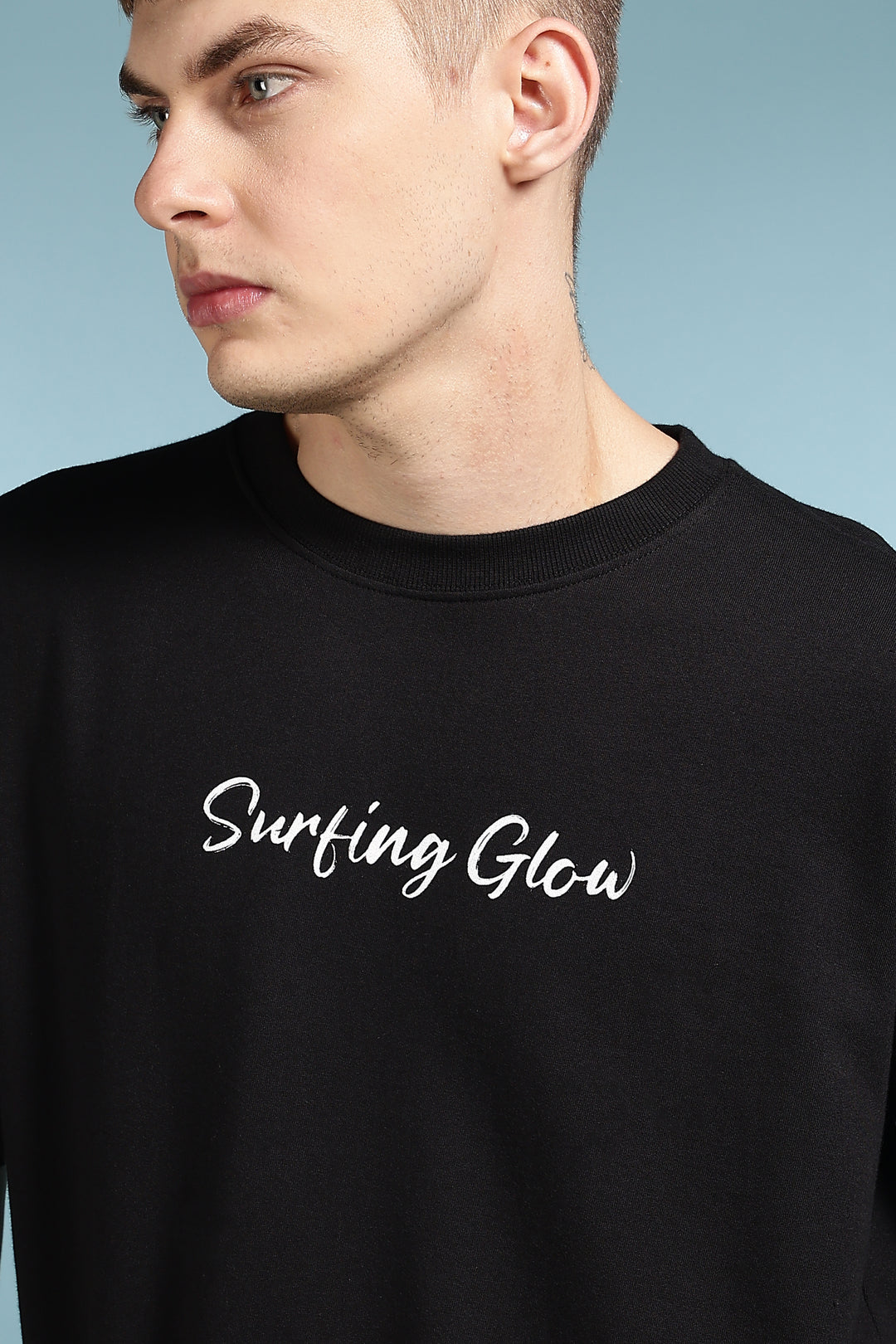 Surfing Glow: Black Oversized tshirt