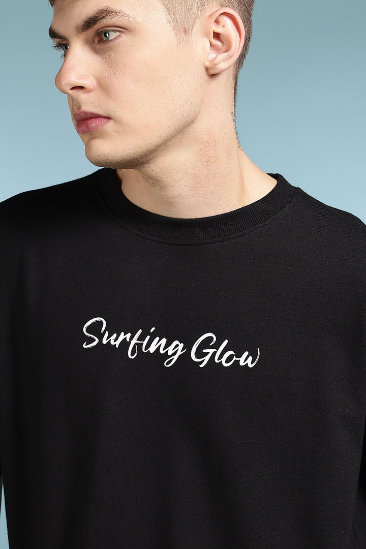 Surfing Glow: Black Oversized tshirt
