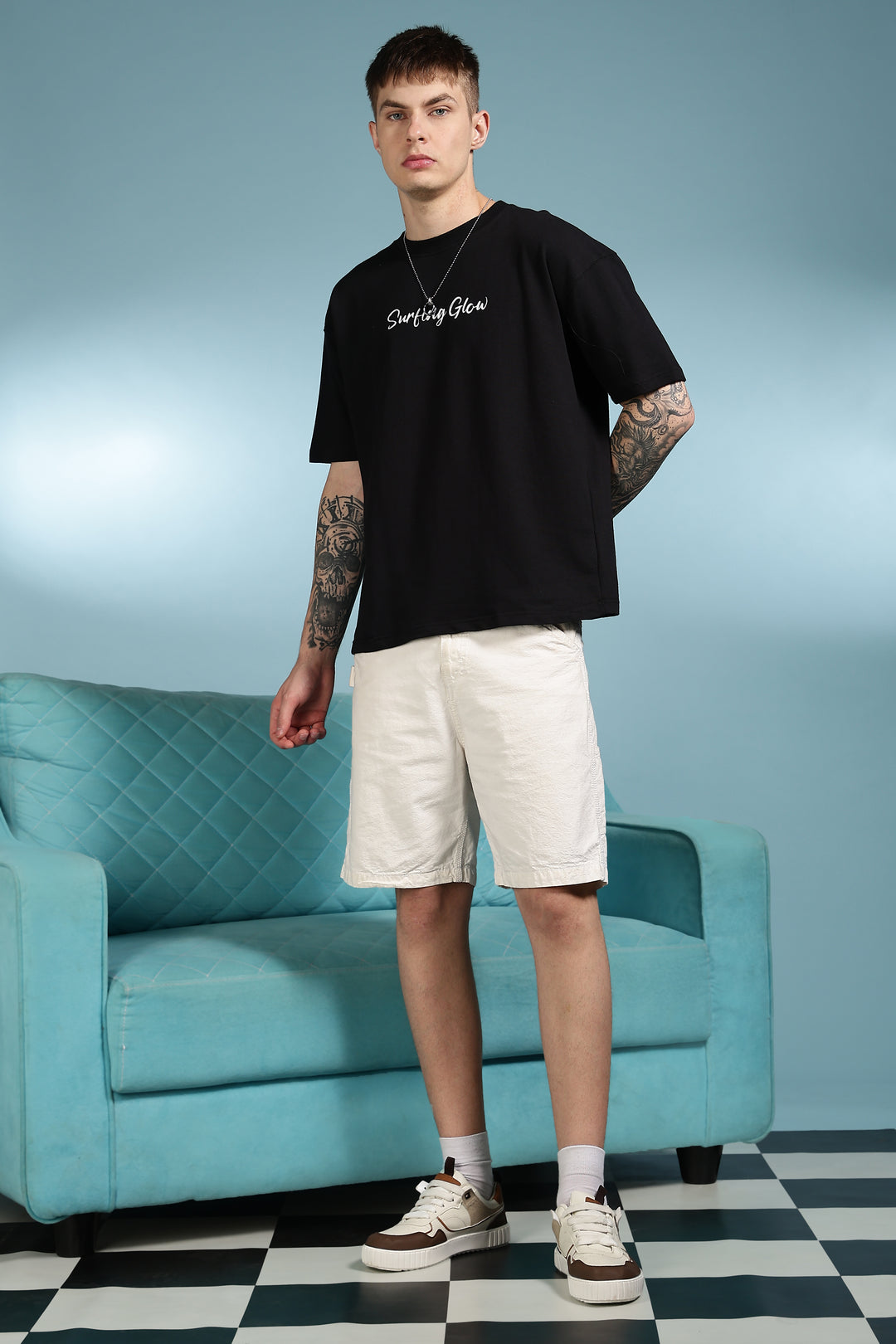 Surfing Glow: Black Oversized tshirt