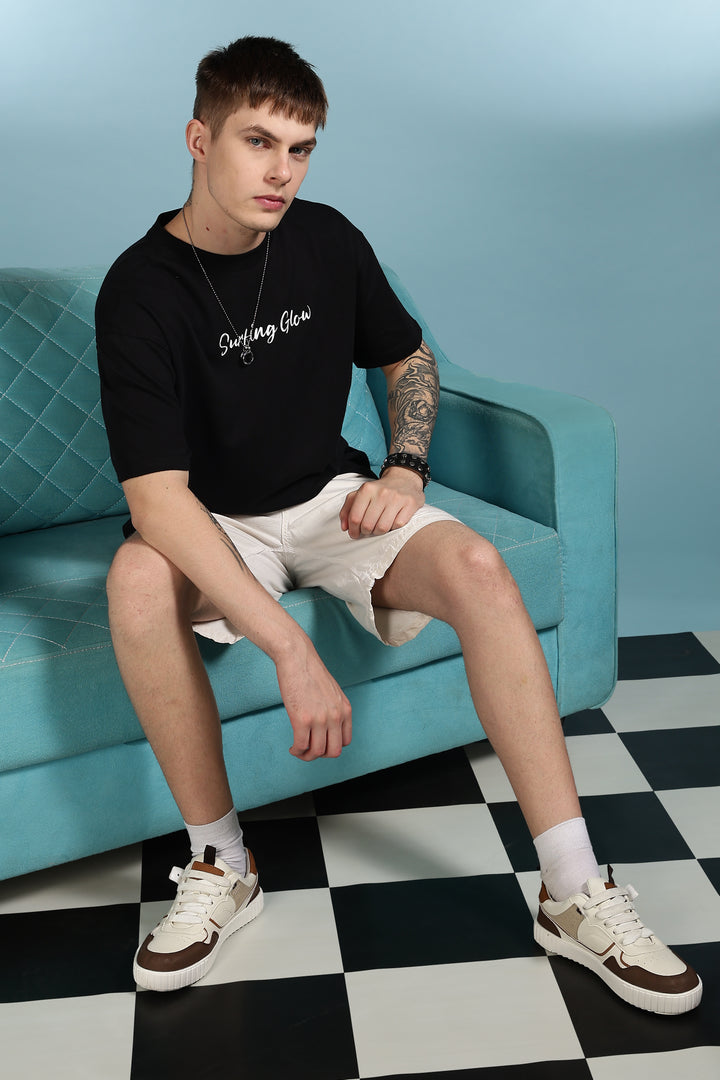 Surfing Glow: Black Oversized tshirt