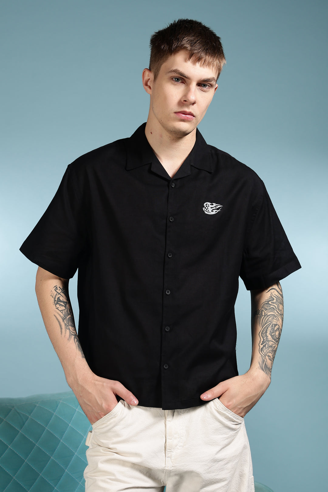 Boxy Fit: Speed Junkie Black Linen Shirt