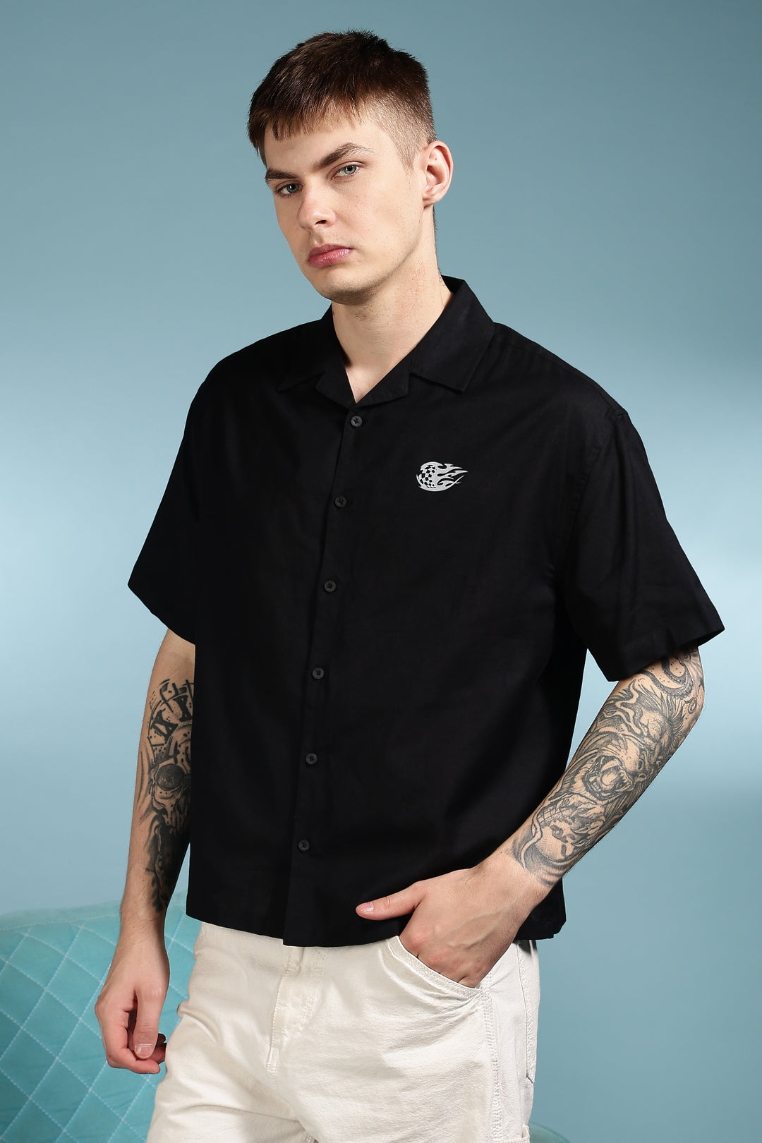 Boxy Fit: Speed Junkie Black Linen Shirt