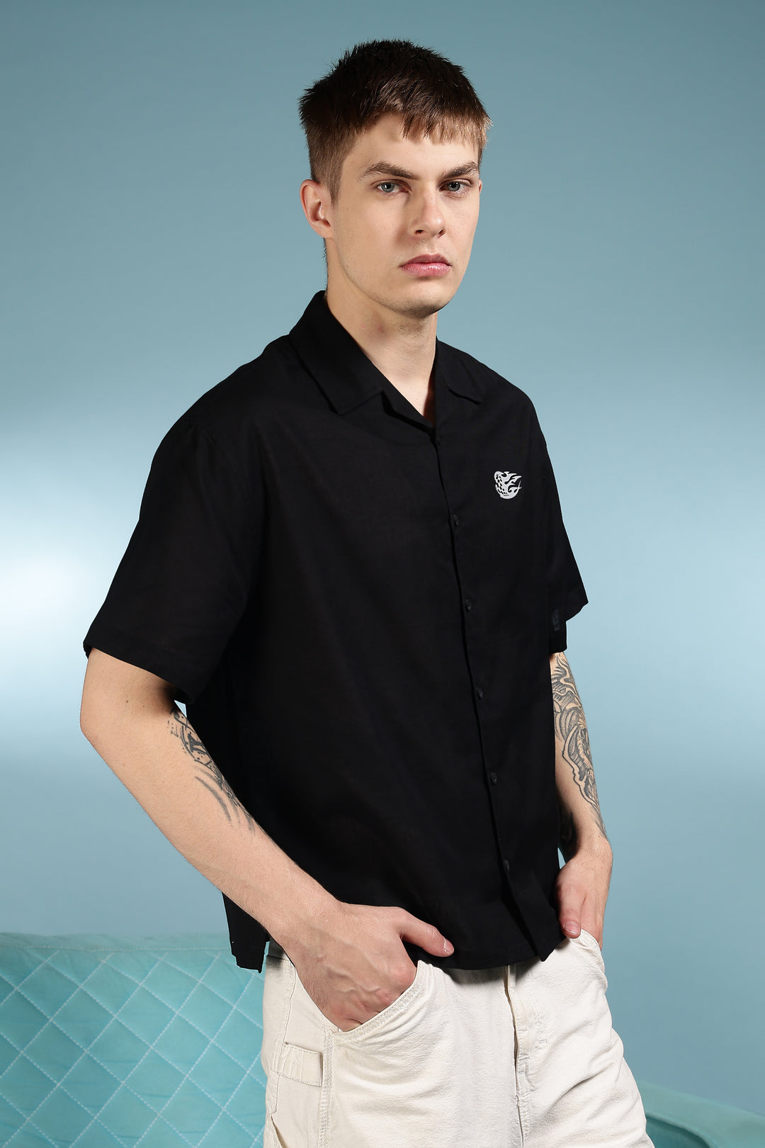 Boxy Fit: Speed Junkie Black Linen Shirt