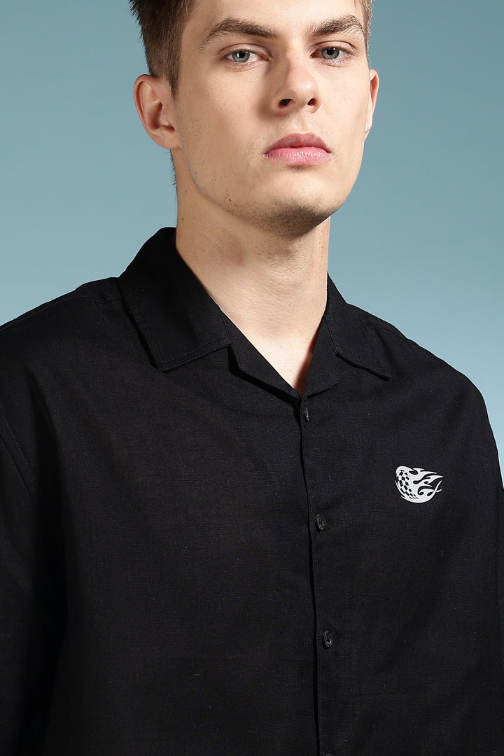 Boxy Fit: Speed Junkie Black Linen Shirt