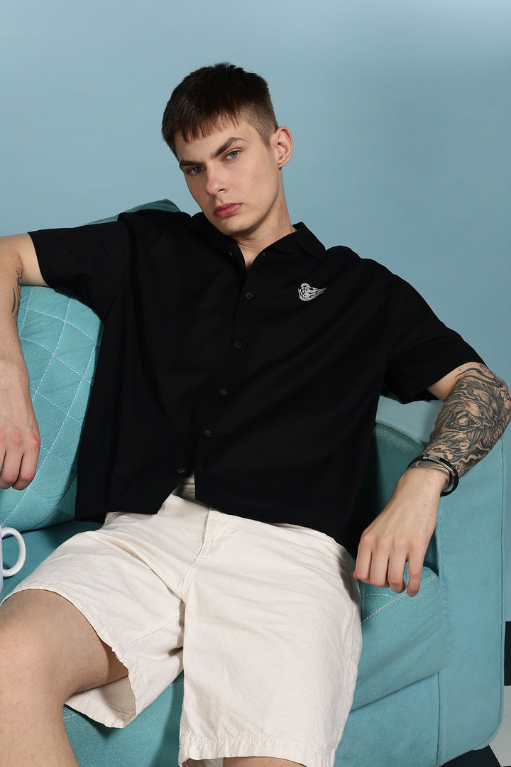 Boxy Fit: Speed Junkie Black Linen Shirt