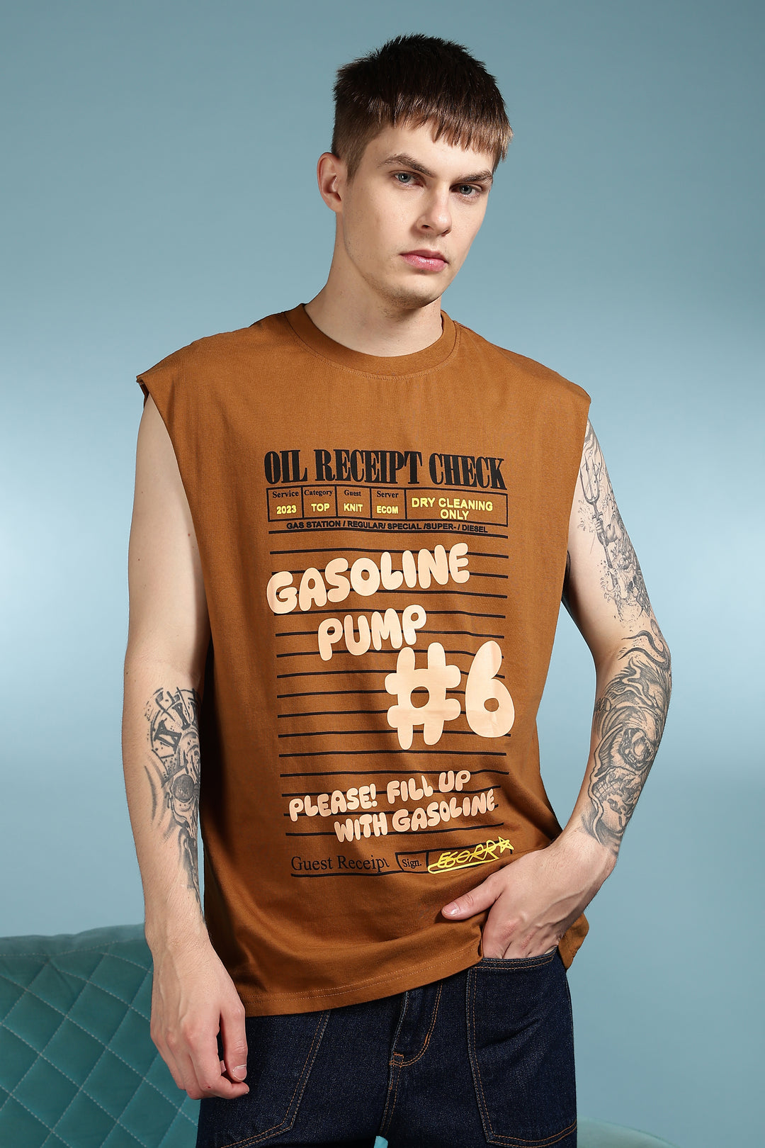 Gasoline Receipt : Oversized Brown Tank