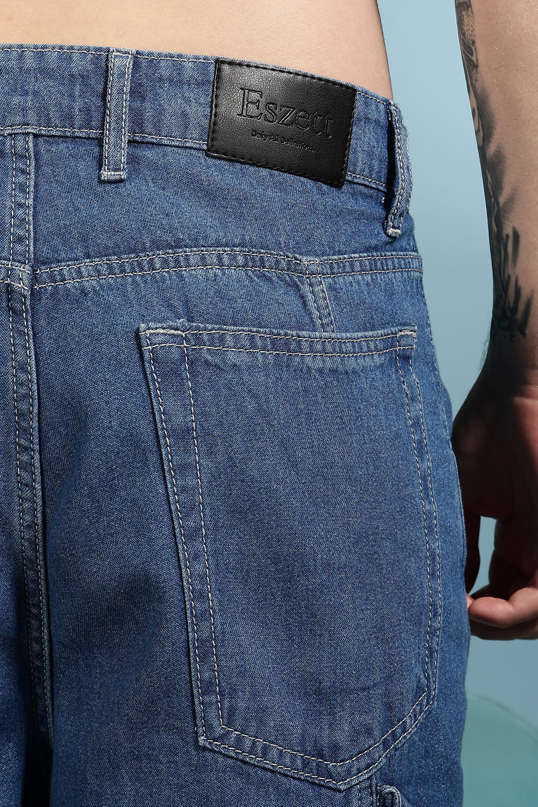 Super Baggy: Big Pockets Blue Denim Cargo Pants