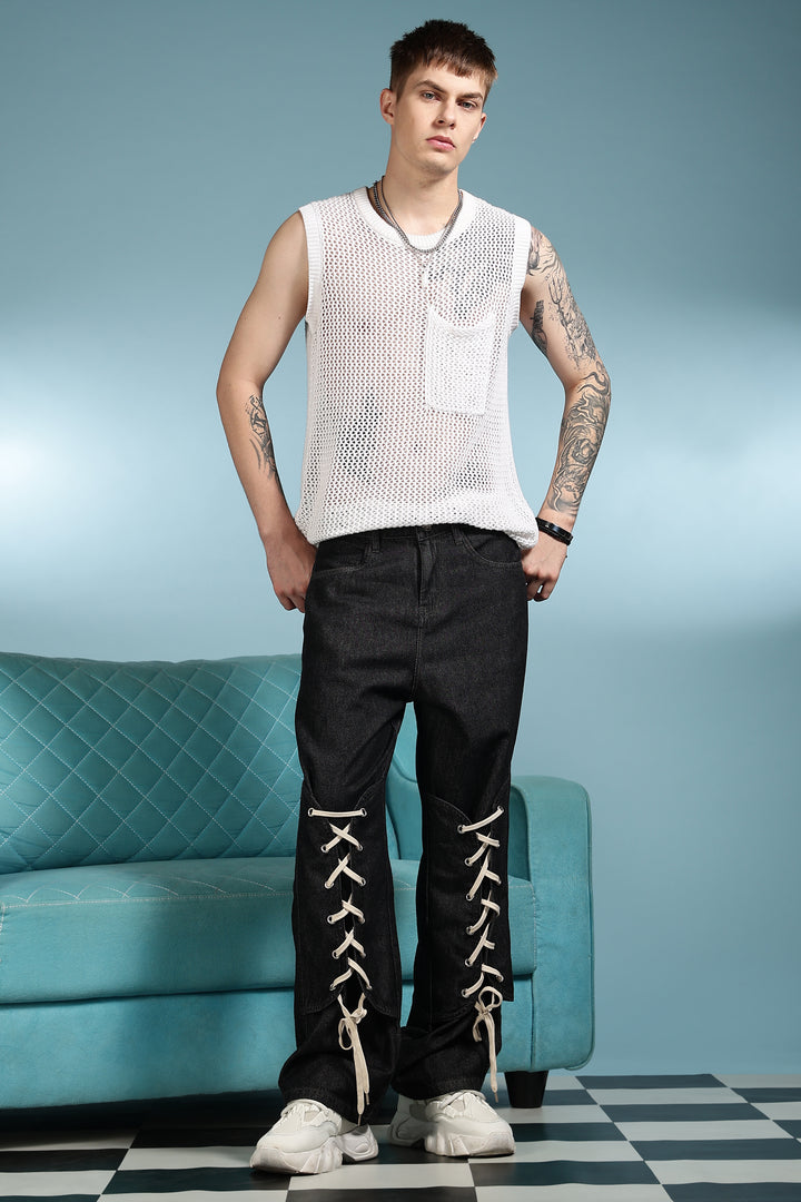 Shoe Lace: Black Baggy Pants