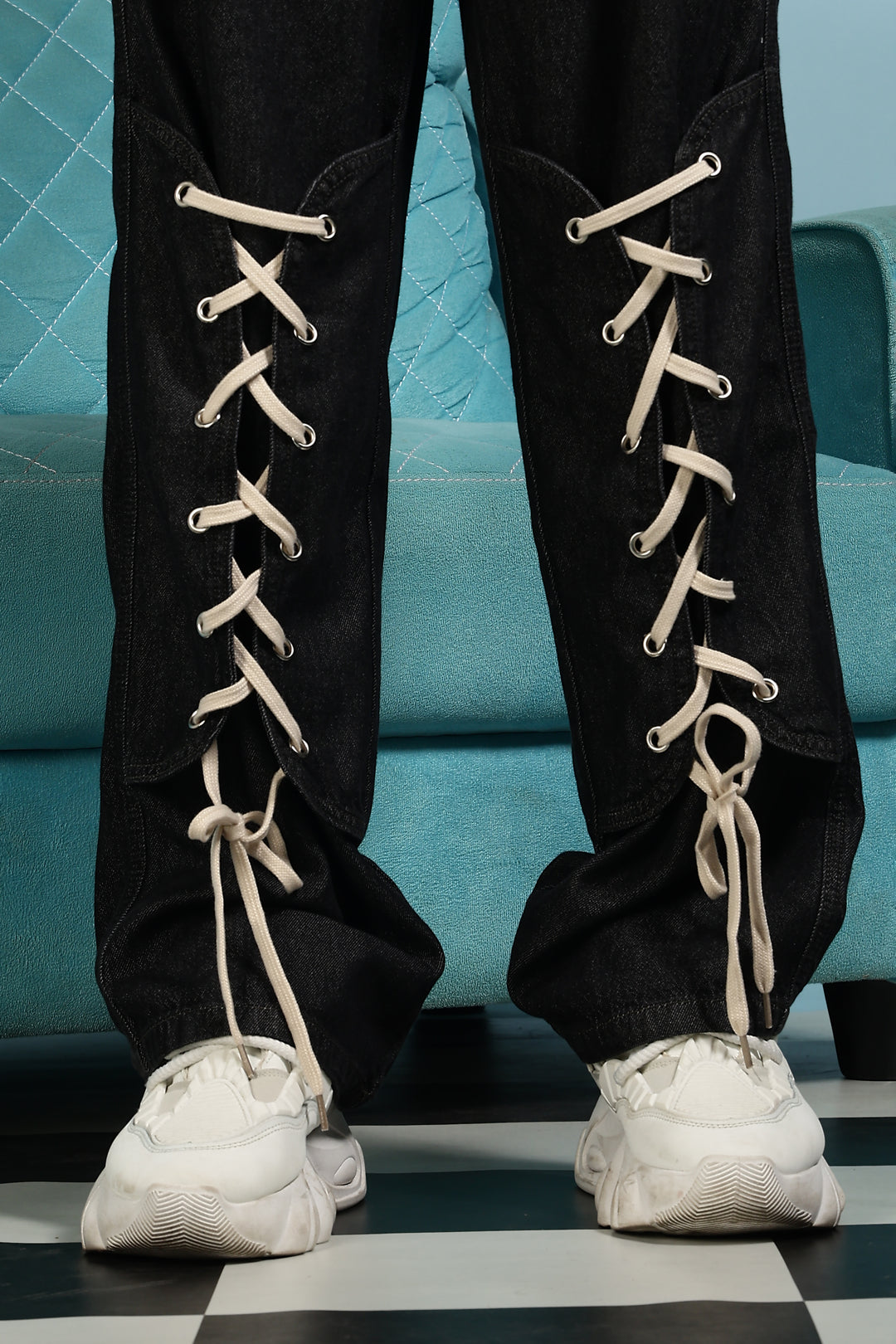Shoe Lace: Black Baggy Pants