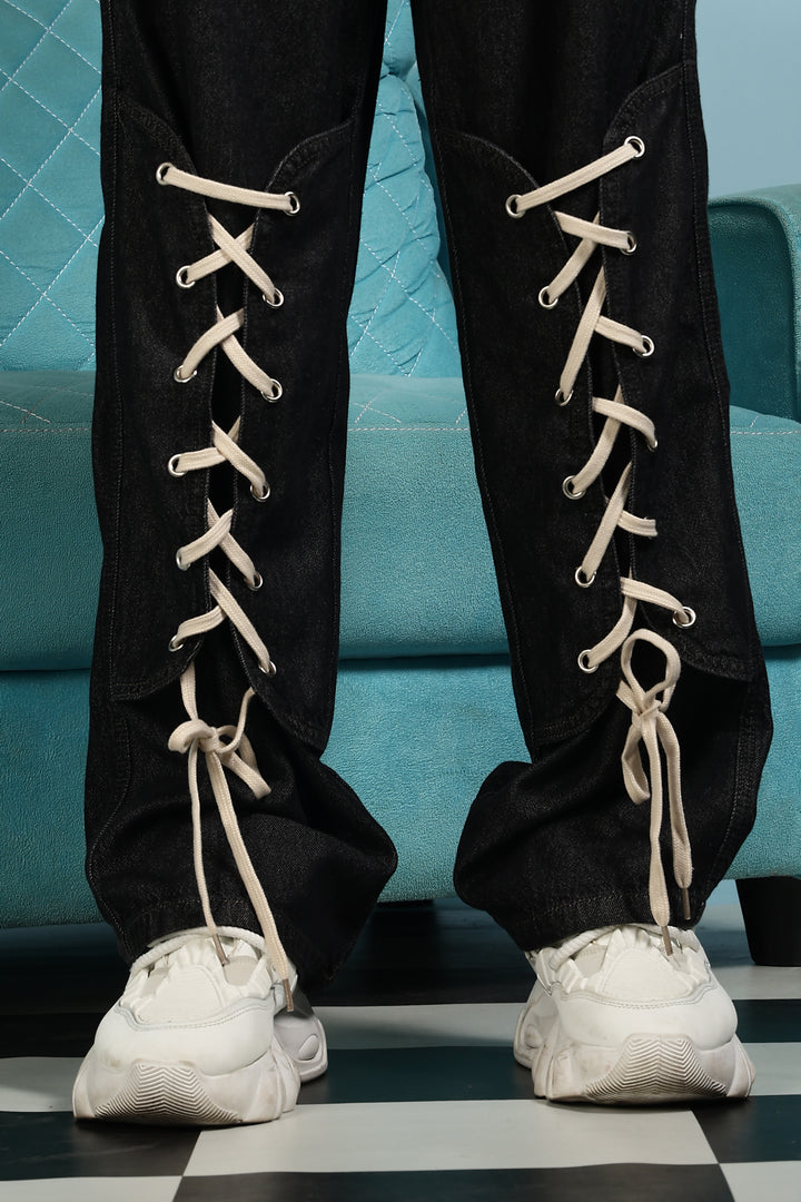Shoe Lace: Black Baggy Pants