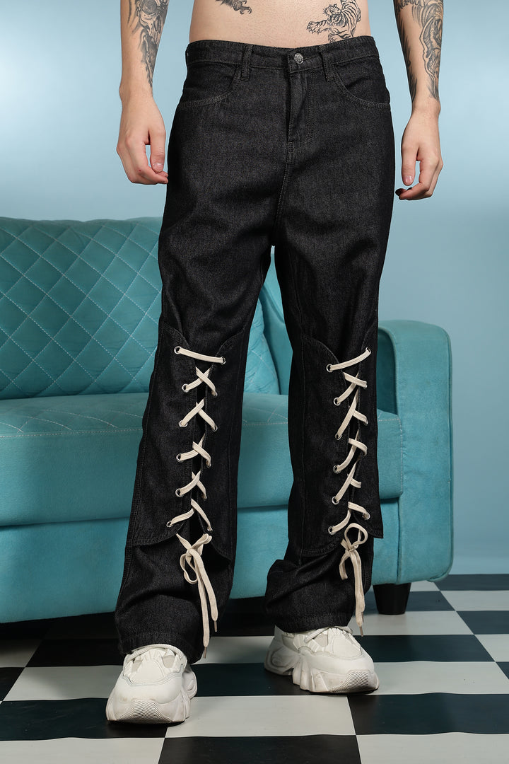 Shoe Lace: Black Baggy Pants