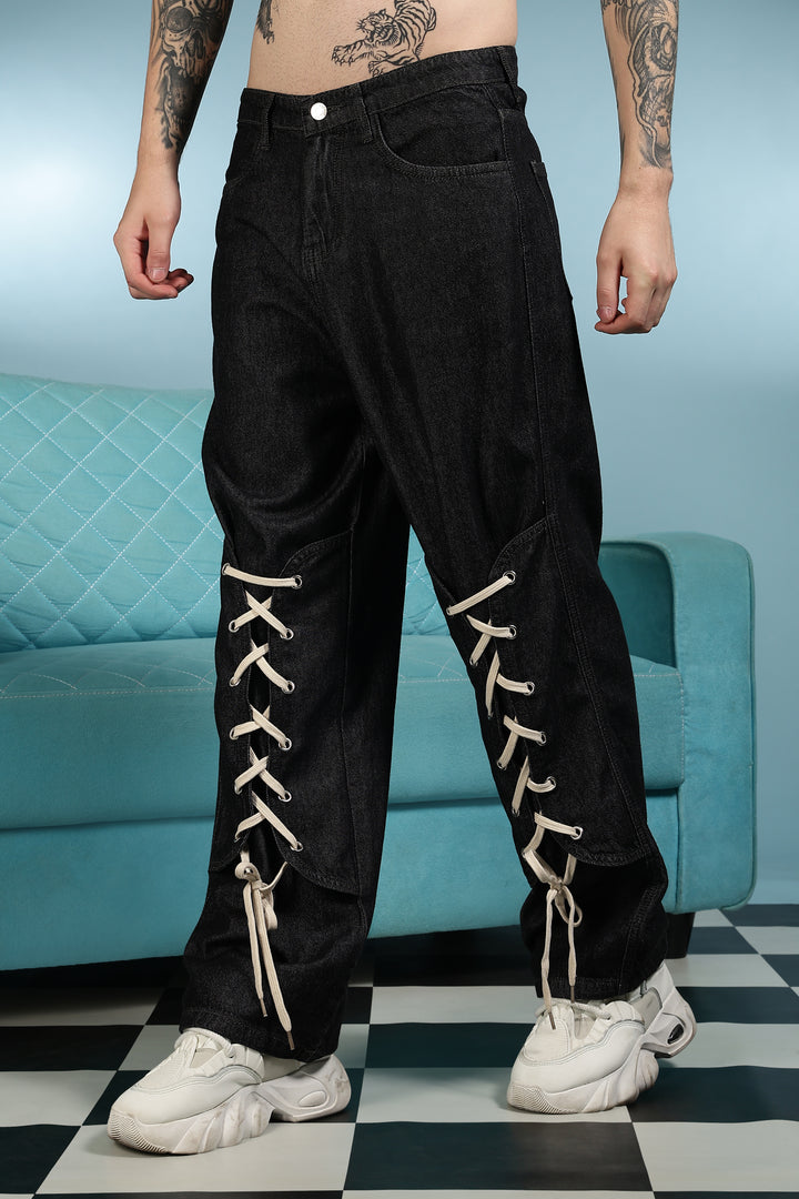 Shoe Lace: Black Baggy Pants