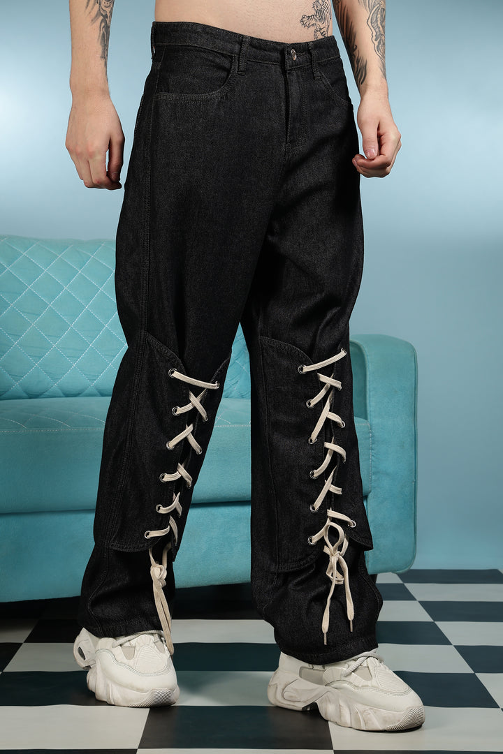 Shoe Lace: Black Baggy Pants