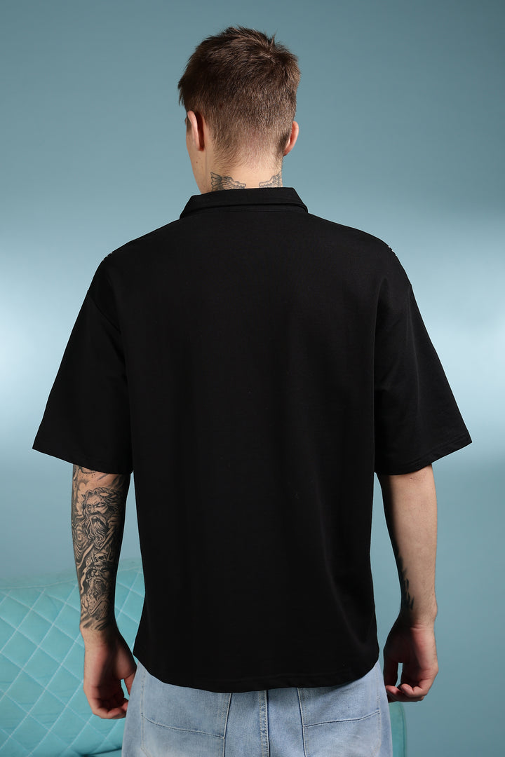 Dynasty: Black Oversized Polo Shirt