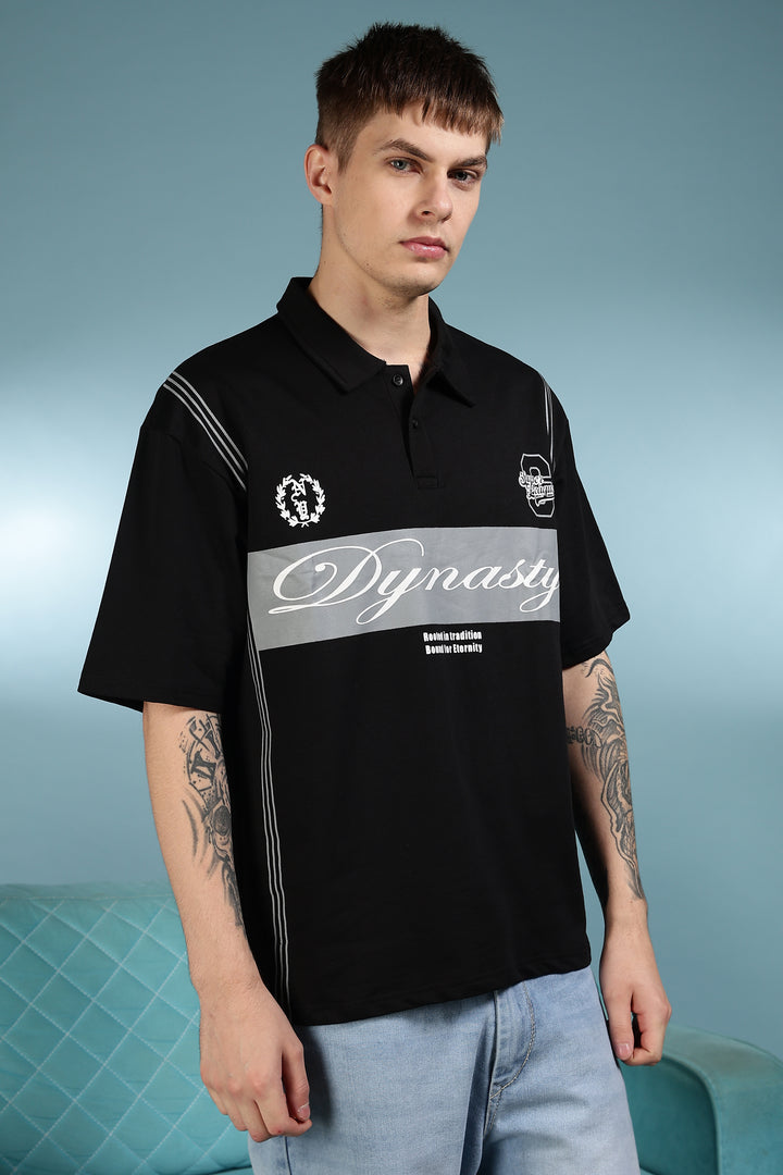 Dynasty: Black Oversized Polo Shirt