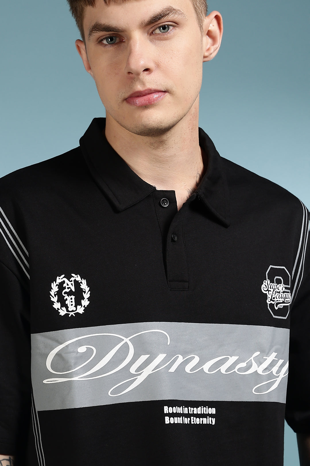Dynasty: Black Oversized Polo Shirt