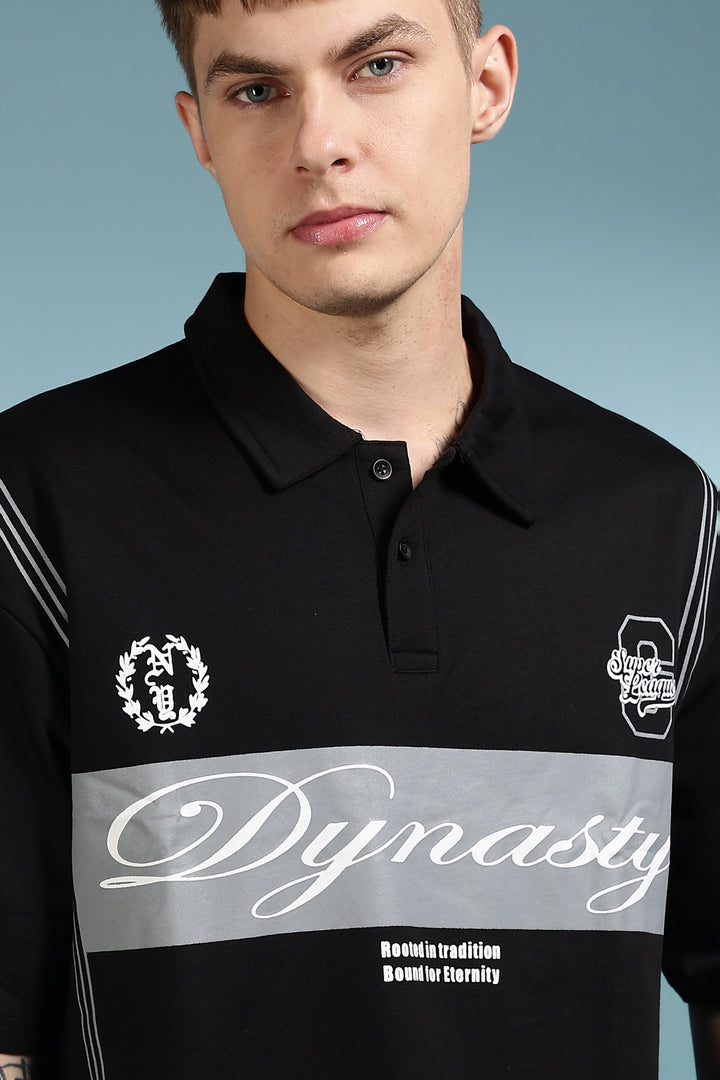 Dynasty: Black Oversized Polo Shirt