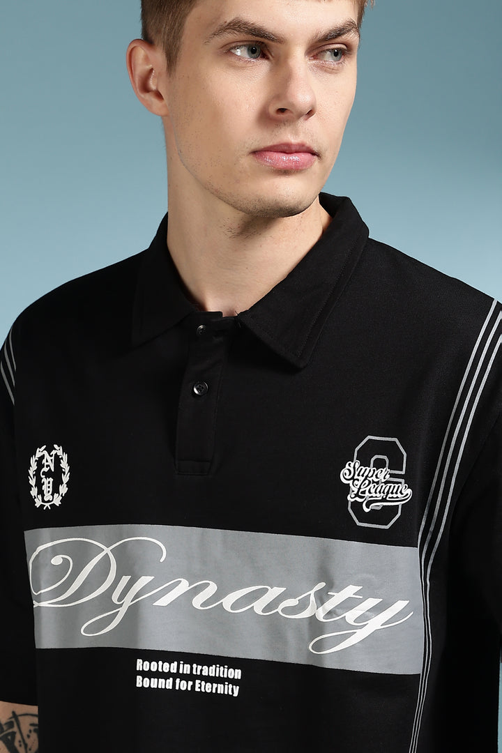 Dynasty: Black Oversized Polo Shirt