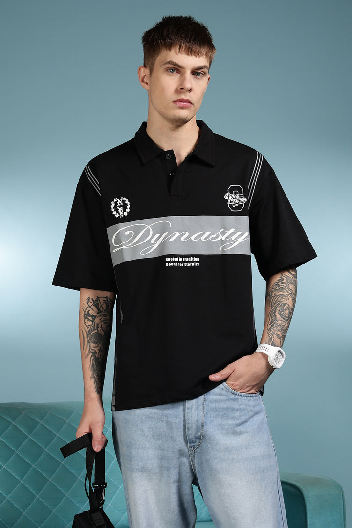 Dynasty: Black Oversized Polo Shirt