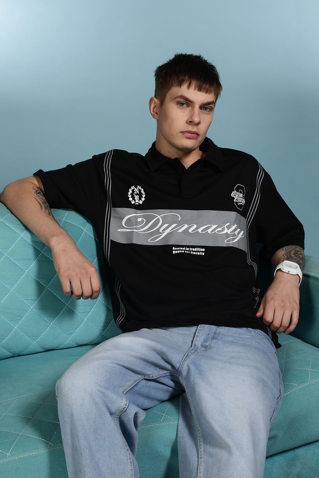 Dynasty: Black Oversized Polo Shirt