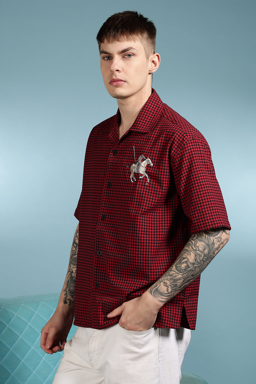 Polo Sport: Embroidery Checks Oversized Shirts